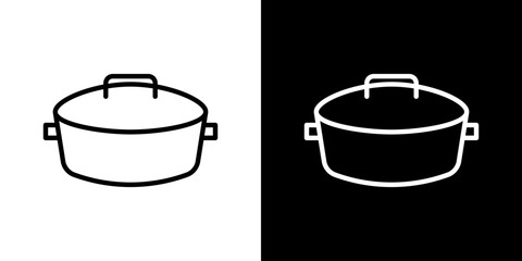 Stew pot vector icon in thin line style