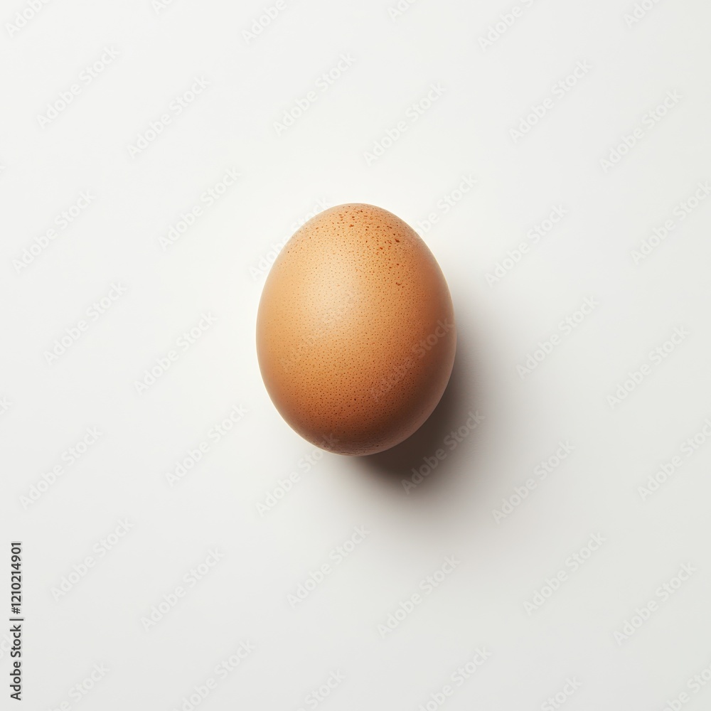 Poster Brown egg resting on a smooth, light surface, showcasing its natural texture and color in a minimalistic setting