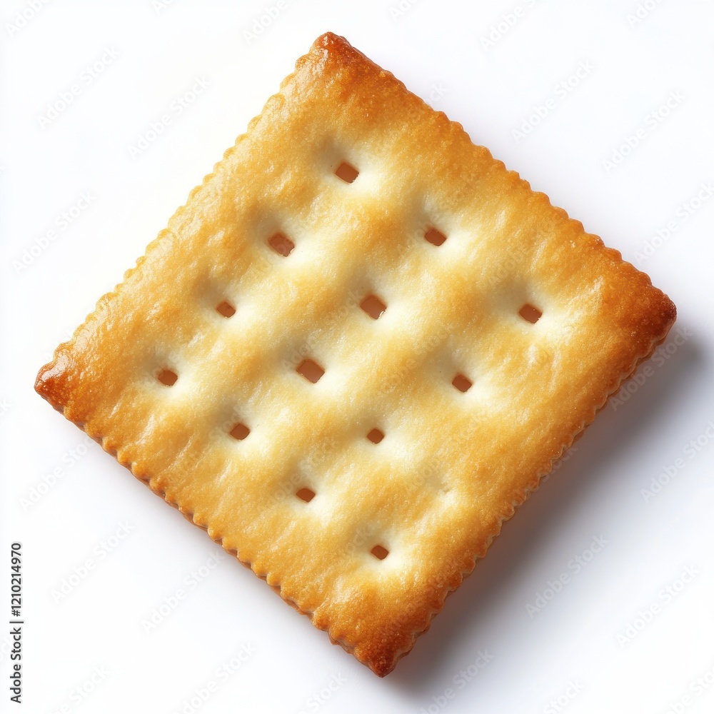Poster Golden brown cracker with a crisp texture resting on a plain background for culinary display