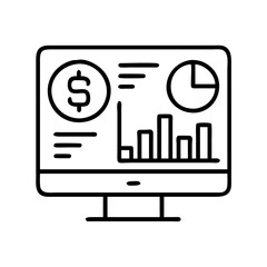 financial dashboard icon, financial dashboard line art - simple line art of financial dashboard, perfect for financial dashboard logos and icons