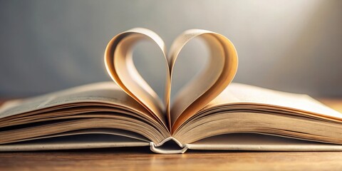 Book pages curled into a heart shape , romance, books,  romance, books, book lover, book page curl