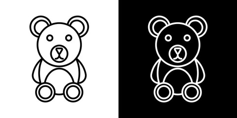 Teddy bear icons in black and blue set