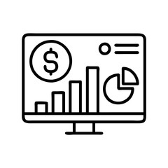 financial dashboard icon, financial dashboard line art - simple line art of financial dashboard, perfect for financial dashboard logos and icons