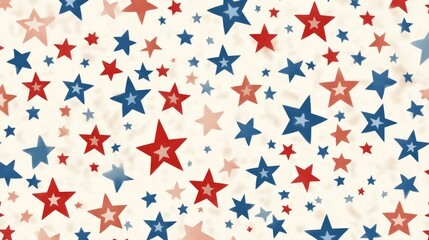Fototapeta premium Patriotic red, white and blue stars fabric by the yard, ideal for festive crafts decorations
