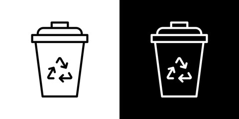 Trash compactor vector icon in thin line style