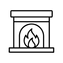 fireplace icon, fireplace line art - simple line art of fireplace, perfect for fireplace logos and icons