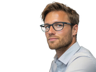 Confident Young Man with Glasses Casual Portrait Studio Shot