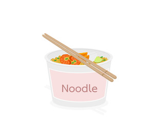 Instant noodles on a white background.