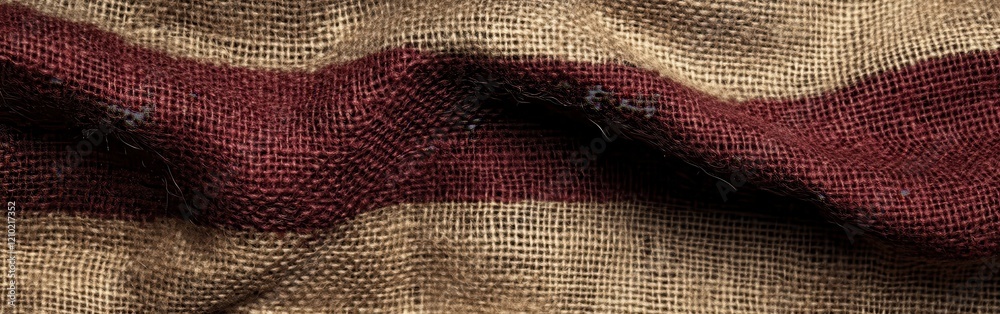 Aufkleber rustic burlap fabric in burgundy and beige tones showcasing elegant texture and design