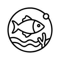 fish marine conservation icon, fish marine conservation line art - simple line art of fish marine conservation, perfect for fish marine conservation logos and icons