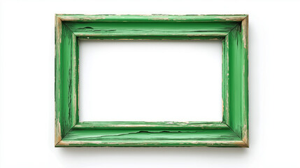 green wooden frame isolated on white background , picture frame , mirror frame