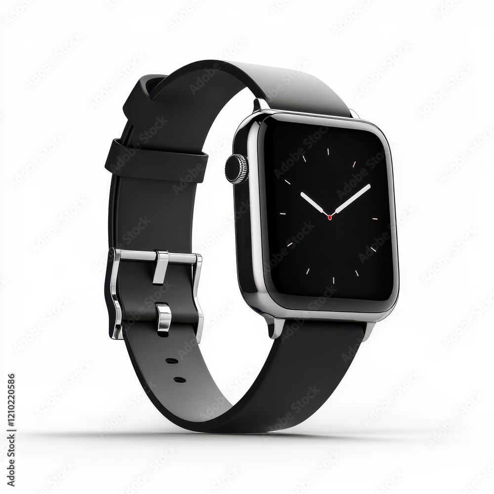 Aufkleber Modern smartwatch with sleek design and black screen displayed on black strap in a minimalist setting