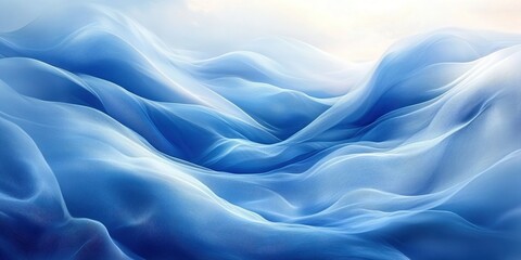 Fototapeta premium Soft waves of blue fabric creating a tranquil and serene atmosphere in bright, diffused light