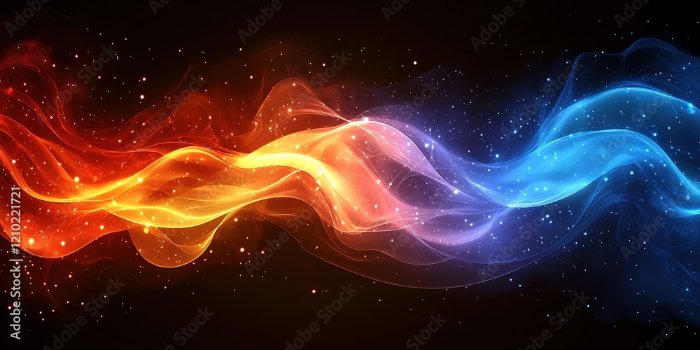 Poster vibrant flow of colors creates dynamic visual elements in abstract art display