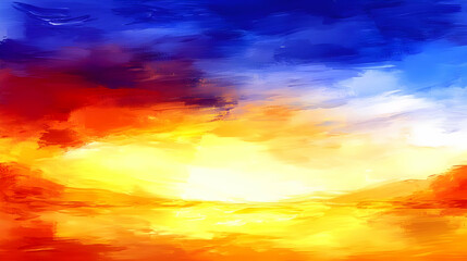 Obraz premium Vibrant sunset landscape, painted sky, digital art, background