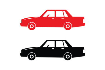 Obraz premium Simple car silhouettes with white background and color versions vector illustration, 