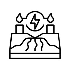 geothermal energy icon, geothermal energy line art - simple line art of geothermal energy, perfect for geothermal energy logos and icons