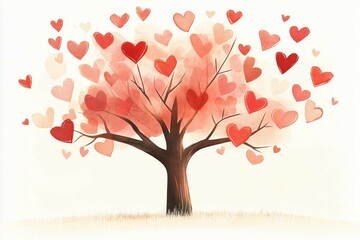 Fototapeta premium Heart filled tree in soft pastel tones. 