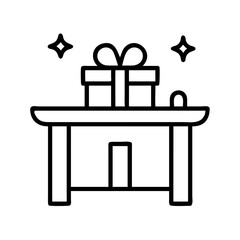 gift table icon, gift table line art - simple line art of gift table, perfect for gift table logos and icons