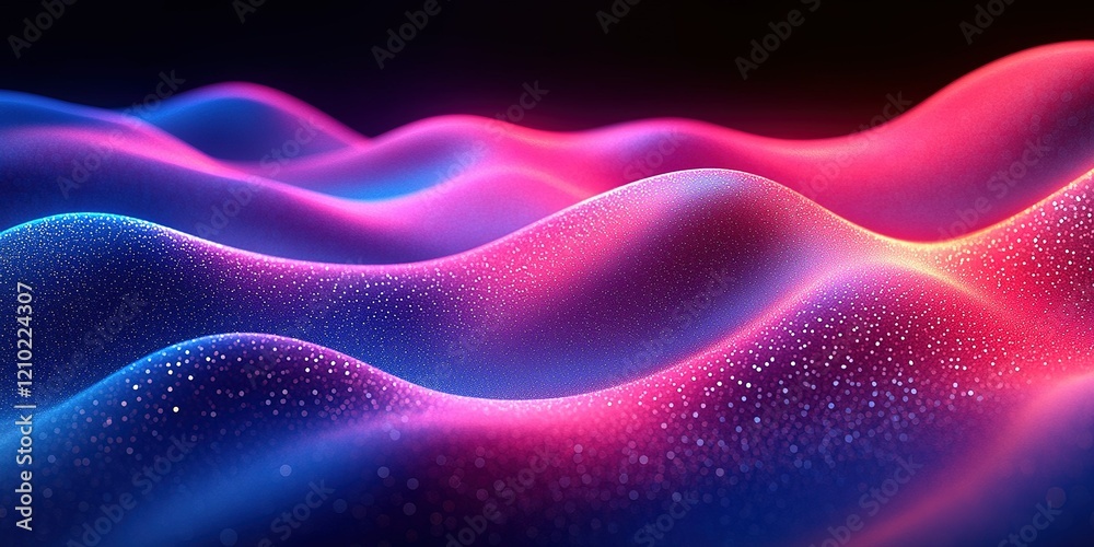Poster vibrant waves of color blend in captivating patterns against a dark background in a mesmerizing digi