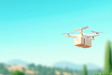 Efficient drone logistics network delivering packages in urban and rural areas aerial view technology innovation