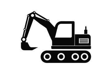 Construction excavator silhouette vector illustration isolated on a white background, heavy machinery  