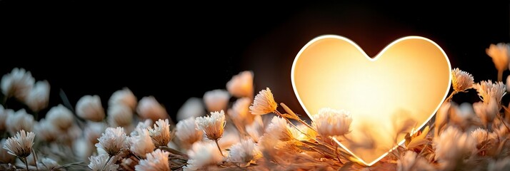 Glowing Heart in a Field of Flowers