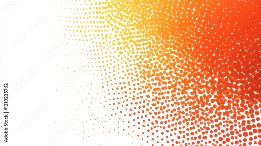 Aufkleber vibrant orange halftone dots transitioning to warm tones in a dynamic design