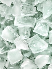 Obraz premium Close-up of many translucent ice cubes.