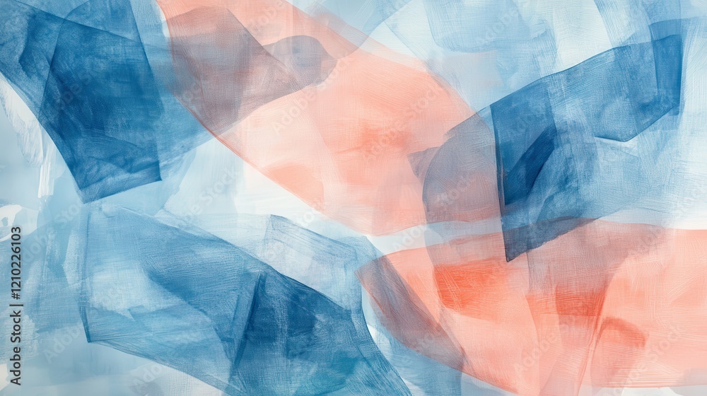Fototapete soft pencil strokes create abstract patterns with translucent washes in hues of blue, red, and pale 