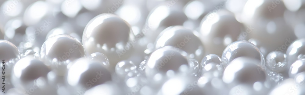 Aufkleber Soft bokeh effect with pale silver and bright white dots creating a serene, dreamy atmosphere