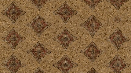 Beige textile fabric with diamond pattern. Interior design wallpaper