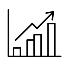 graph with growth arrow icon, graph with growth arrow line art - simple line art of graph with growth arrow, perfect for graph with growth arrow logos and icons