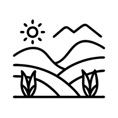 grassland icon, grassland line art - simple line art of grassland, perfect for grassland logos and icons
