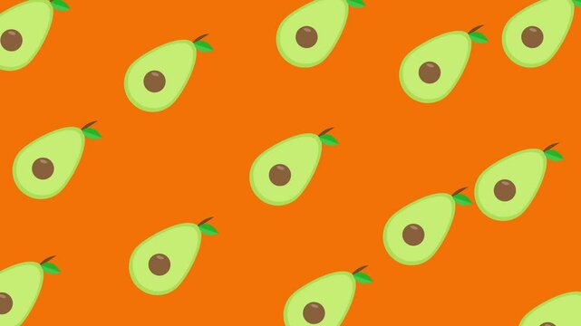 Animated avocado pattern seamless loop background video