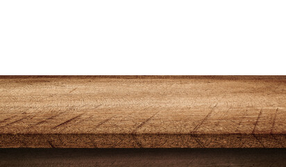 Empty top wood table isolated on white background used for display or montage your products
