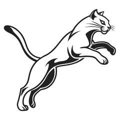 Obraz premium puma logo, black outline, vector graphic, transparent background 