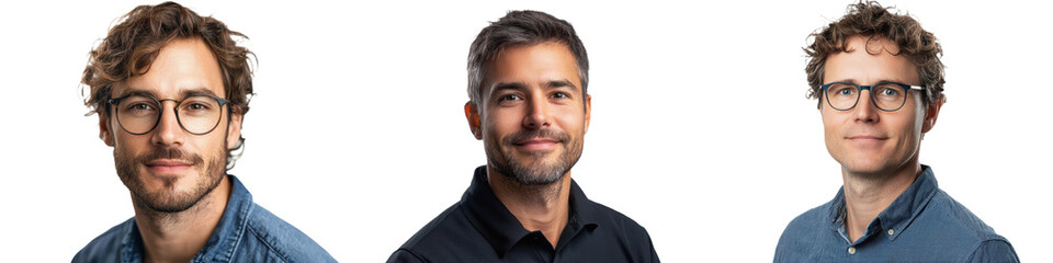 Obraz premium Three Attractive Caucasian Men Portraits Headshots for Business Website or Marketing