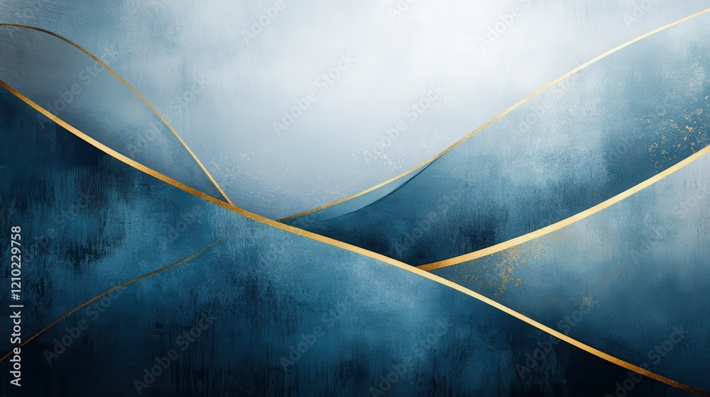 Poster Elegant gradient of muted blue pencil strokes with flowing curves and soft undertones creating a serene atmosphere