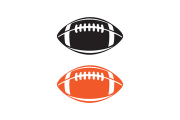 American football silhouettes with white background and color versions vector illustration, American football silhouette, Rugby ball silhouette, Football silhouette, Sports ball silhouette,