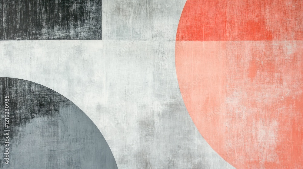 Poster elegant coral and gray shapes blend harmoniously on a textured surface creating a modern aesthetic f