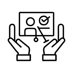 hands on training icon, hands on training line art - simple line art of hands on training, perfect for hands on training logos and icons