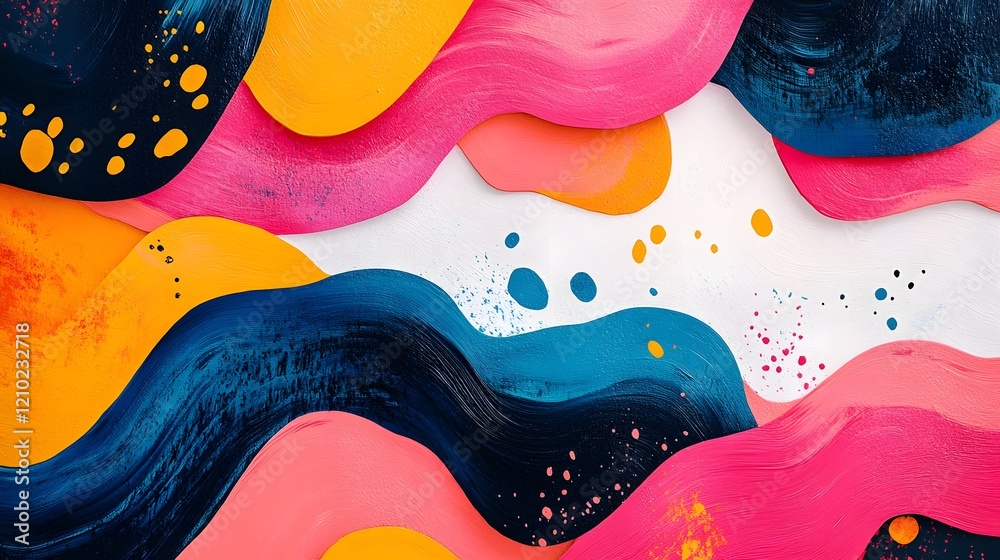 Poster captivating abstract composition featuring vibrant whimsical patterns and textures with smooth flowi