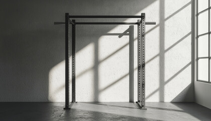Adjustable pull up bar in minimalistic environment
