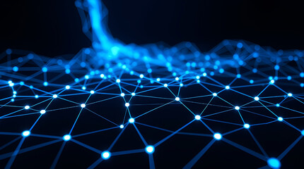 Obraz premium Technology Design: Illuminated Digital Connections Blue Glowing Network: A Digital Web of Innovation The Future of Connectivity: Stunning Network Visualization