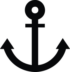 Vector illustration, monochrome sea anchor icon isolated on white background. Simple shape for design logo, emblem, symbol