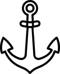 Vector illustration, monochrome sea anchor icon isolated on white background. Simple shape for design logo, emblem, symbol