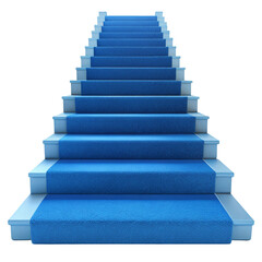Blue carpeted stairs isolated on transparent background  
