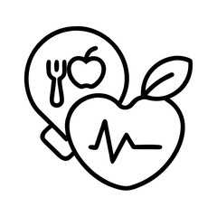 heart healthy food icon, heart healthy food line art - simple line art of heart healthy food, perfect for heart healthy food logos and icons