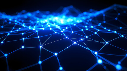 Obraz premium Technology Design: Illuminated Digital Connections Blue Glowing Network: A Digital Web of Innovation The Future of Connectivity: Stunning Network Visualization